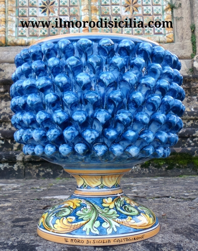 Pigna Artigianale Blu h27 ceramica di Caltagirone 